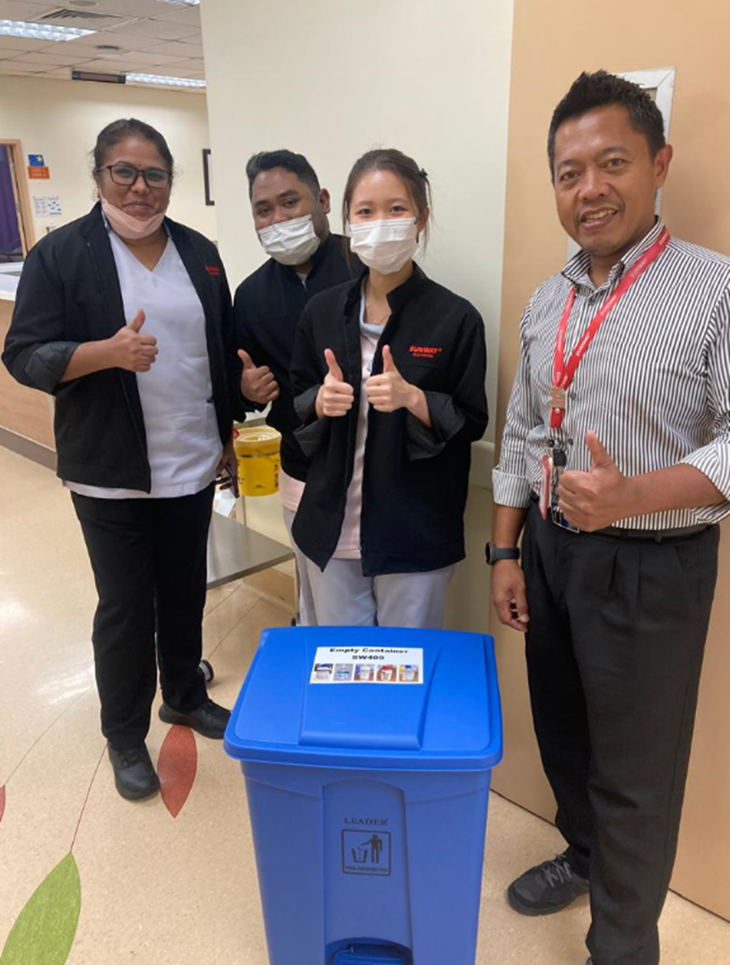 Recycling bins placed around the hospital